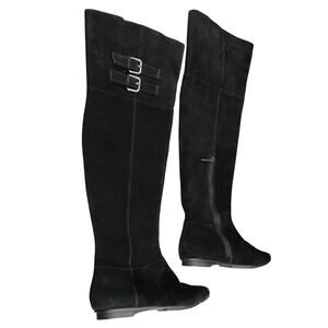 Calvin Klein Shoes Women 7 Boots Tall Leather Fashion Knee High Buckle Zip Black